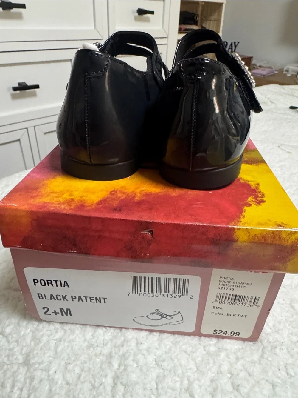 Rachel Shoes Black Patent Mary Jane with Rhinestone Buckle
